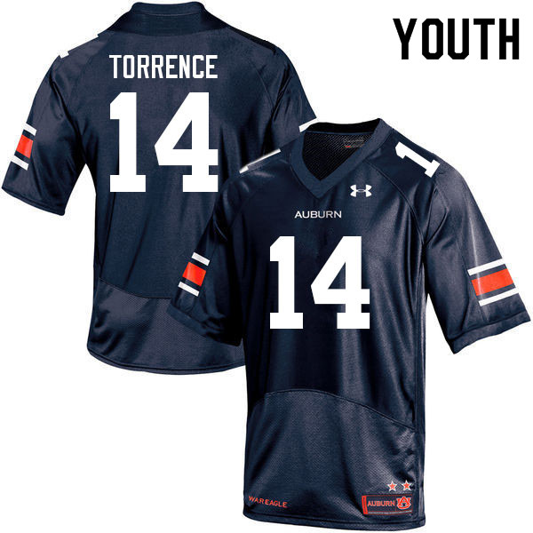 Auburn Tigers Youth Ro Torrence #14 Navy Under Armour Stitched College 2021 NCAA Authentic Football Jersey DFR0074BE